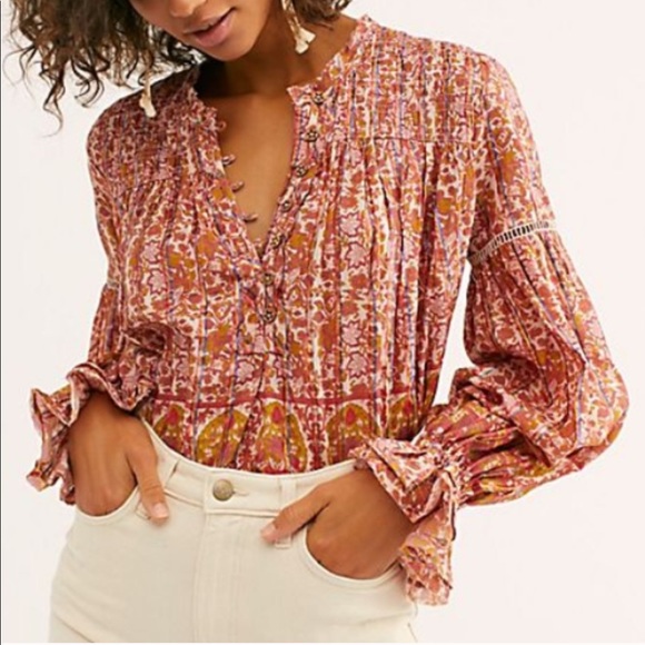 Free People Tops - Free People Bali Bohemian Metallic Cropped Top
